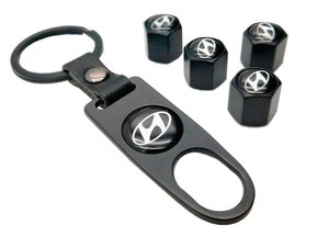 Tampa de Válvula/Bico/Ventil HYUNDAI Preta c/ Chaveiro