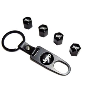 Tampa de Válvula/Bico/Ventil Jeep Preta c/ Chaveiro