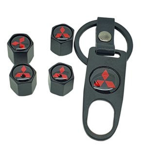 Tampa de Válvula/Bico/Ventil Mitsubishi Preta c/ Chaveiro