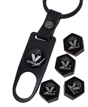 Tampa de Válvula/Bico/Ventil RENAULT Preta c/ Chaveiro