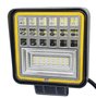 Farol Auxiliar Quadrado 42 SMD 138W 6500K c/ Angel Eyes Estrobo Bivolt (medida 10,5 x 10,5cm)