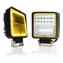 Farol Auxiliar Quadrado 42 SMD 138W 6500K c/ Angel Eyes Estrobo Bivolt (medida 10,5 x 10,5cm)